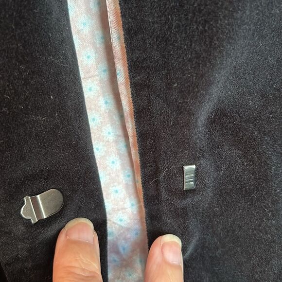 GAP Vintage Velvet Blazer with Belt women black suit jacket with tie size 13 GUC - Picture 5 of 10